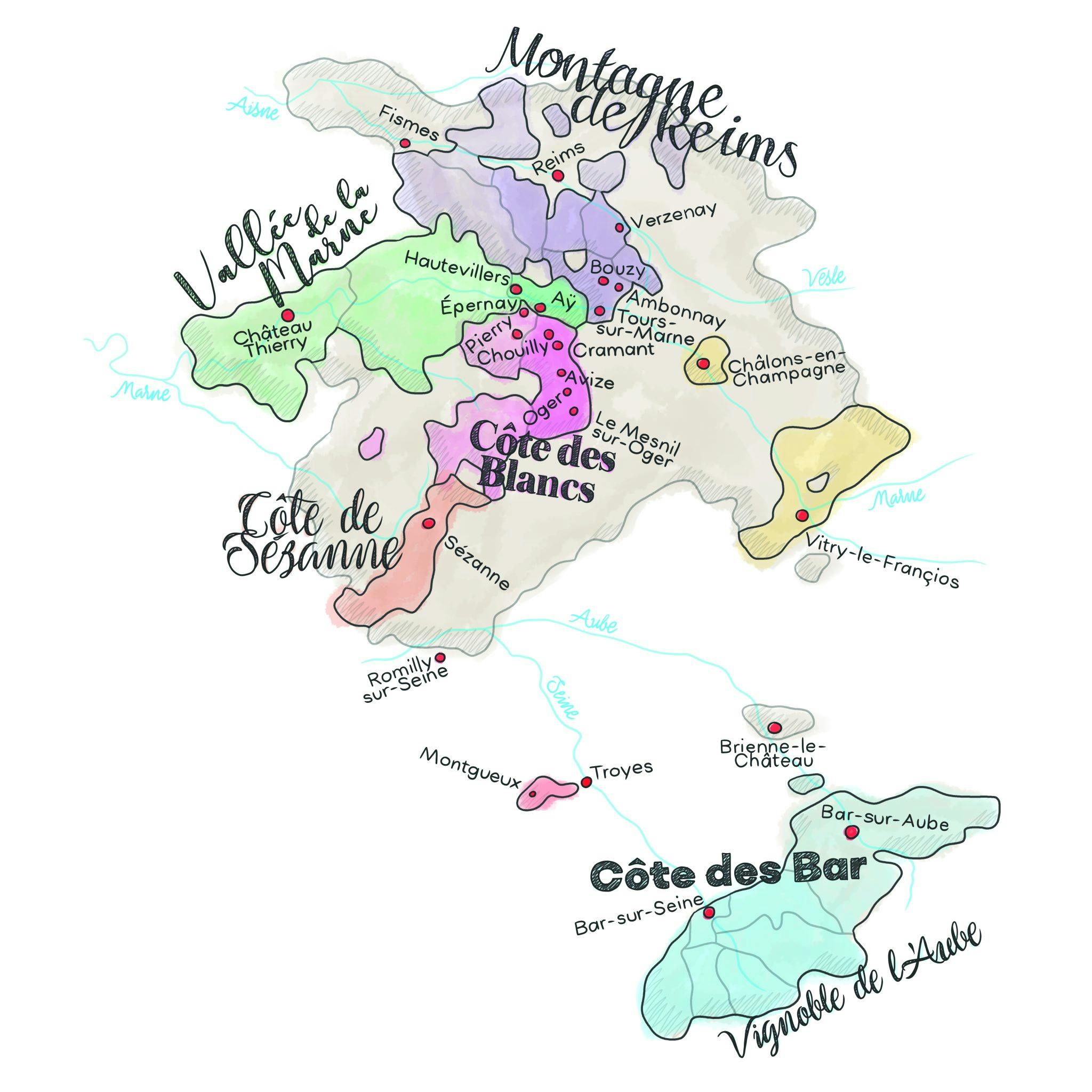Karta över Champagne